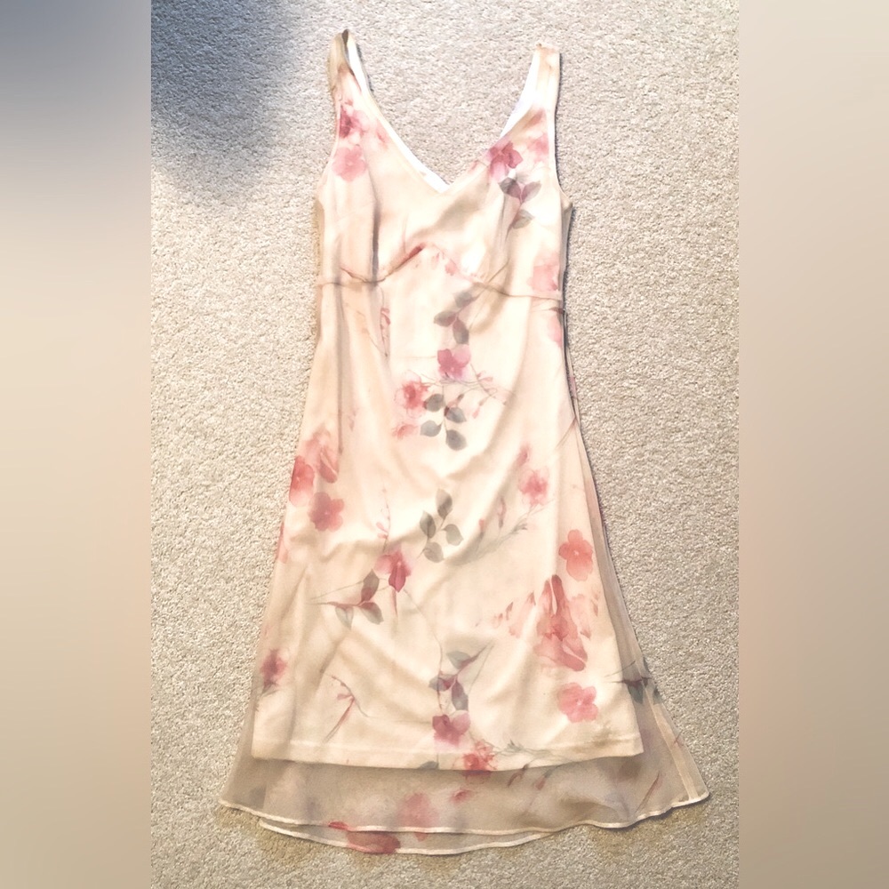 Floral light yellow dress with overlay